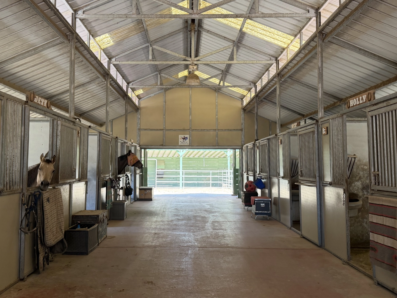 Barn aisle at Triple D Ranch horse boarding stable